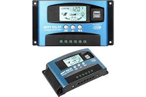EEEkit 30A Solar Charge Controller, Solar Panel Charger Controller 12V/24V, Multi-Function Adjustable LCD Display with Dual USB Port Timer Setting PWM Auto Parameter