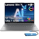 Lenovo Slim 7i Aura Edition Laptop, Intel Ultra 7 258V, 32GB DDR5, 1TB SSD | 14" FHD+ OLED Touchscreen, Arc 140V GPU, AI PC, Ultra-Thin, 17-Hr Long Battery Life, 5MP IR Webcam, Wi-Fi 7, Win 11 Home