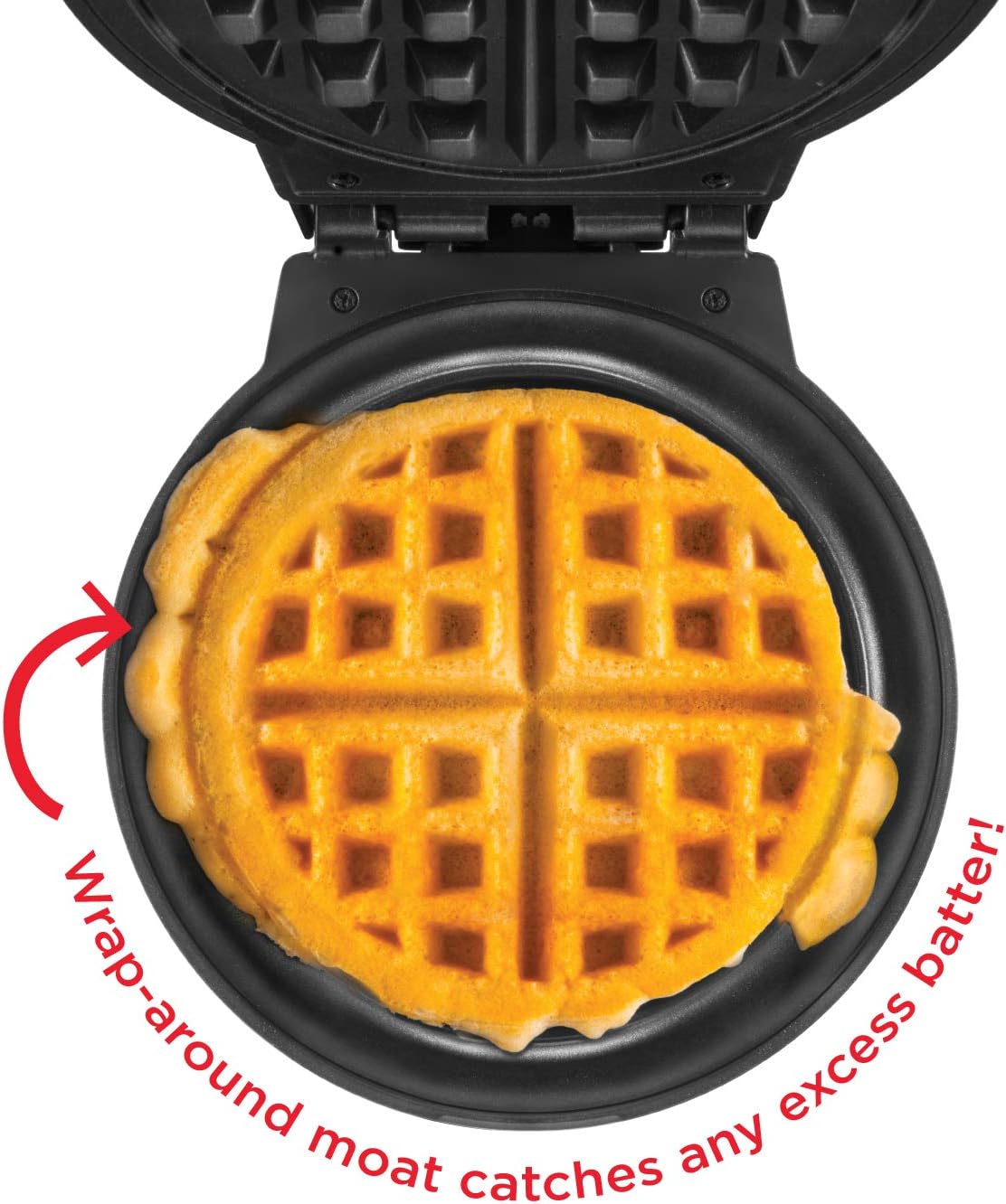 Chefman Anti-Overflow Belgian Waffle Maker w/ Shade Selector, Temperature Control, Mess Free Moat, Round Iron w/ Nonstick Plates & Cool Touch Handle, Measuring Cup Included, Black: Kitchen & Dining