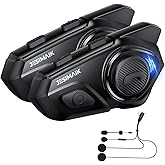 JESIMAIK Motorcycle Helmet Bluetooth Headset, 10 Way 2KM Helmet Communication System, Multitasking Audio Motorcycle Intercom, 2 Mics&40mm Speaker, 2 Pack