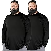 Men’s Big and Tall Long Sleeve Shirts Quick Dry Moisture Wicking Lightweight Stretch Athletic Gym Workout Tops 2 Pack