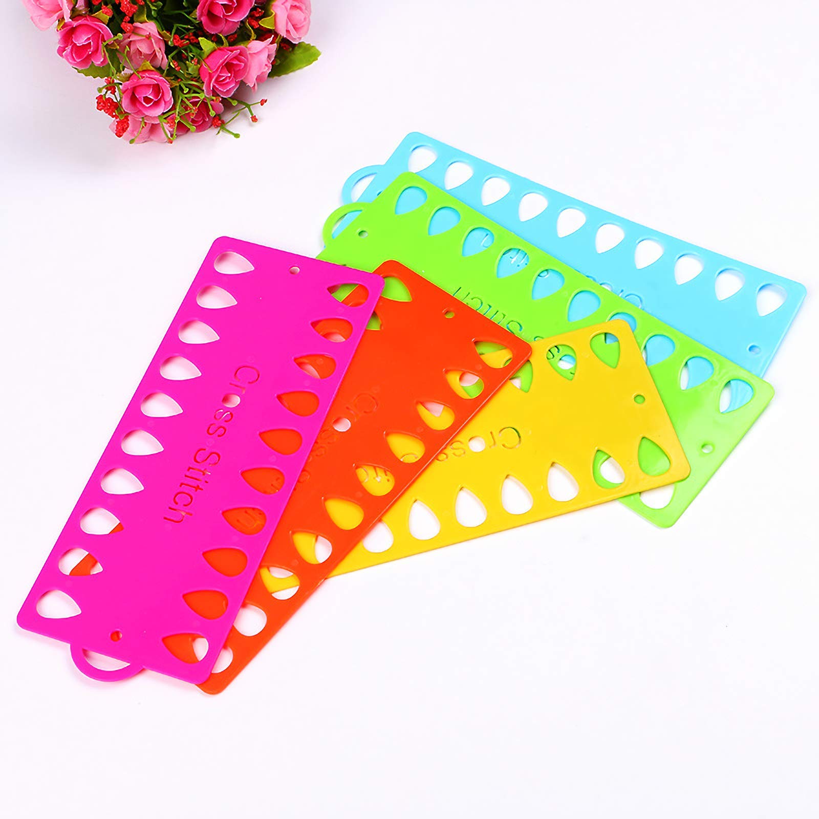 TCOTBE 5 Pack Embroidery Floss Organizer,Cross Stitch Thread Holder Storage Tool 20 Positions Craft Storage Holder Tools Accessory for Cotton Thread Craft DIY Sewing Storage Multicolor