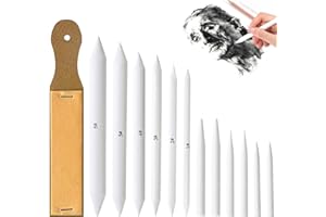13 Pcs Blending Stumps For Drawing,Tortillions Set With Sandpaper Board,Professional Art Blenders & Sketch Drawing Tools For 