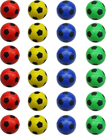 Amazon Momoonnon カラフルミニサッカーボール ストレスボール ミックスカラー ミニフォーム スクイーズ スポーツボール おもちゃ 子供用 楽しいパーティーの景品 不安解消 24個 スクイーズ おもちゃ