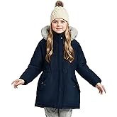 maoo garden Girls Winter Coat Big Kids Heavyweight Fur Hood Snow Ski Parka Water-Resistant Overcoat