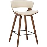 Armen Living Jagger Modern 26" Counter Height Barstool with Cream Faux Leather and Black Powder Coated Footrest