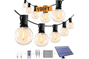 Dott Arts Solar String Lights Outdoor Waterproof 100FT G40 52 bulb Globe Outdoor Solar Lights for Outside Patio with Remotes,Dimmable Solar Lights Solar Outdoor Lights for Backyard Garden Porch Party