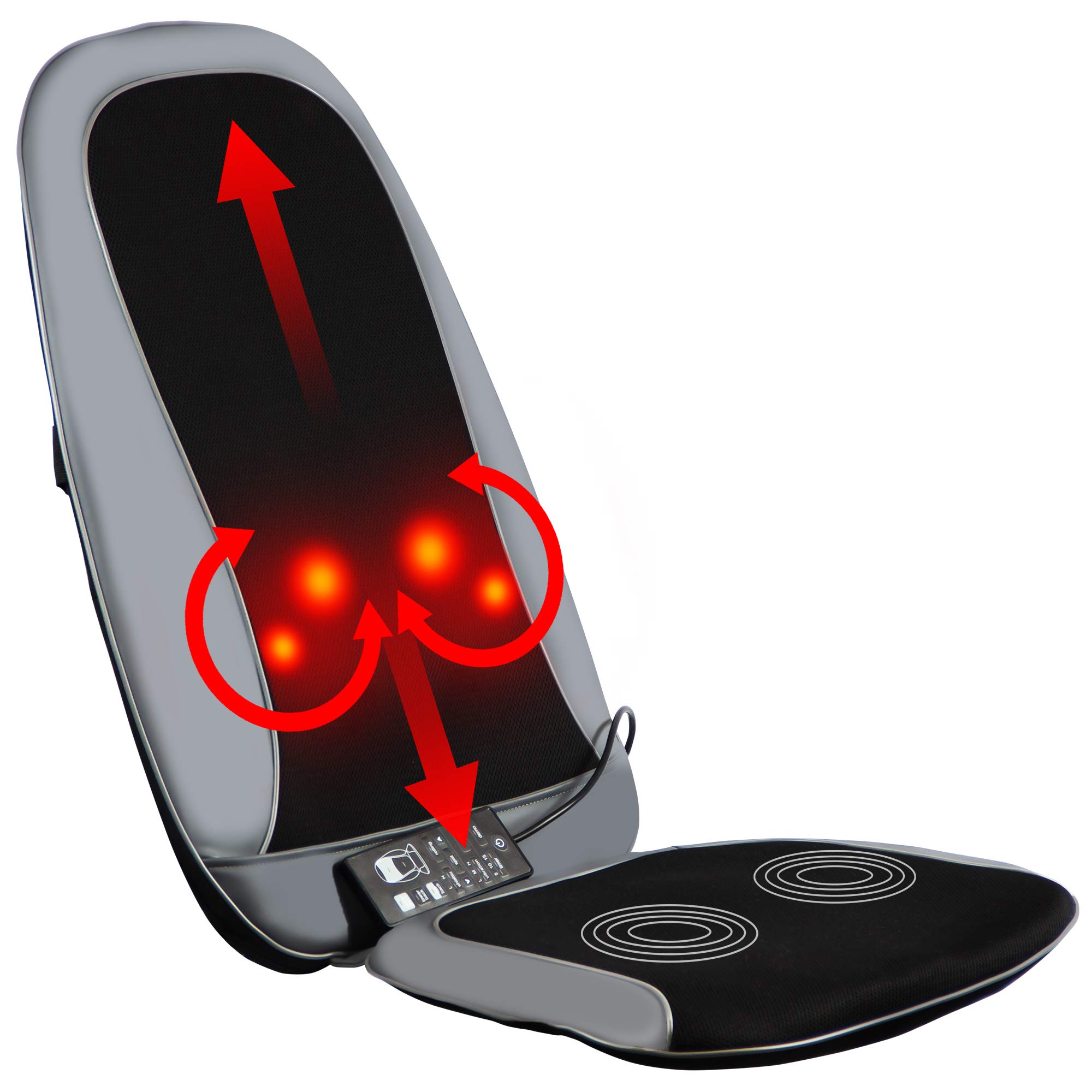 Gideon Shiatsu Back Massage Chair Seat Cushion with Six Programs and Heat Deep Kneading Back Massager for Car, Home or Office Use