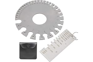 Biubee 2 pcs Stainless Steel Thickness Gauge Metal Gauge Thickness Tool Welding Wire Thickness Gauge & Round Dual Sided Wire Guage Measuring Tool