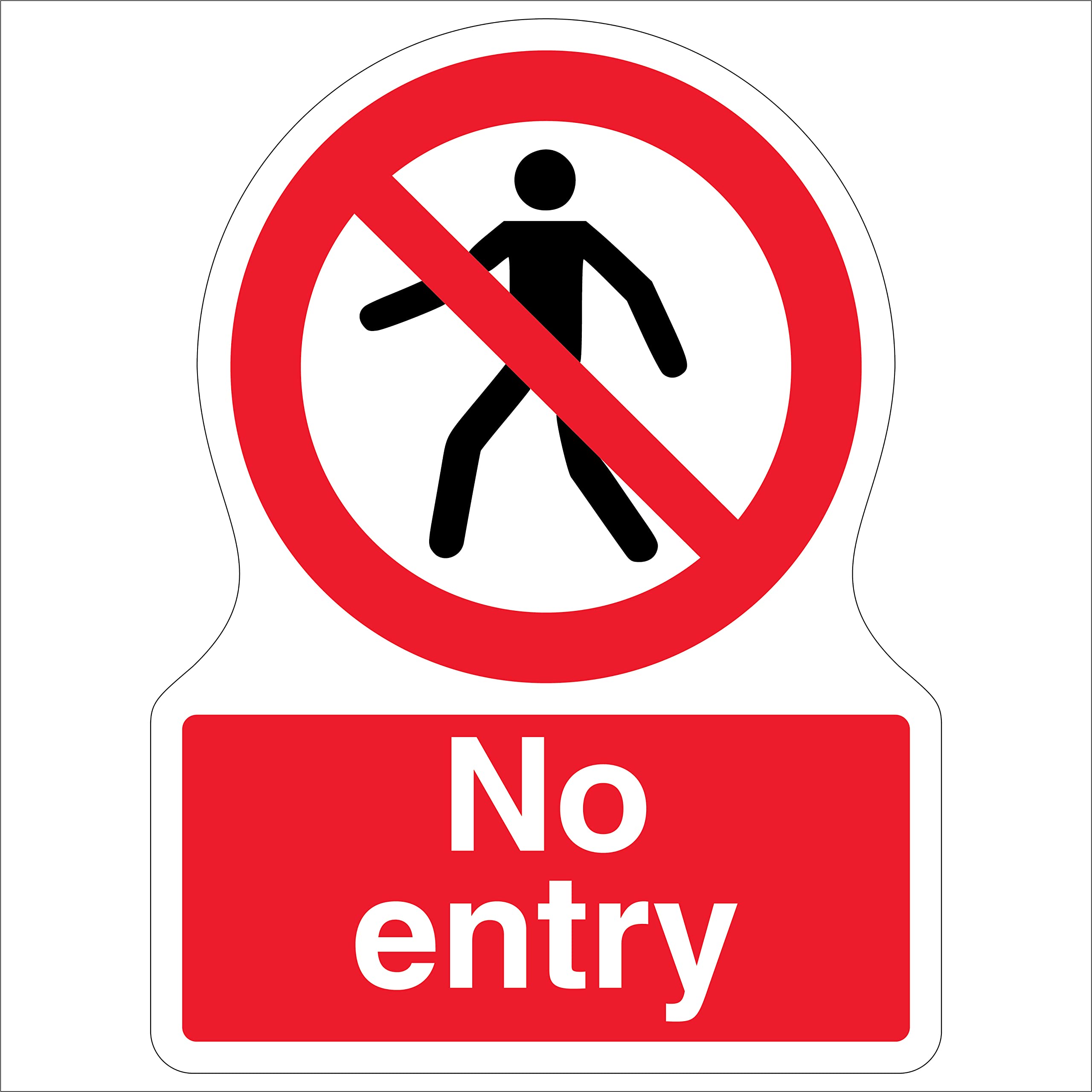 V Safety Shaped Safety Sign - No Entry Pedestrian - 300X400-1MM Rigid Plastic