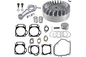 BUHNSS 3.323"+.020 Billet Aluminum Connecting Rod And 10krpm Flywheel With 18lb Valve Spring And 70mm Flat Top Piston Kit For Honda GX200 Non-Hemi Engine Go Kart Cart