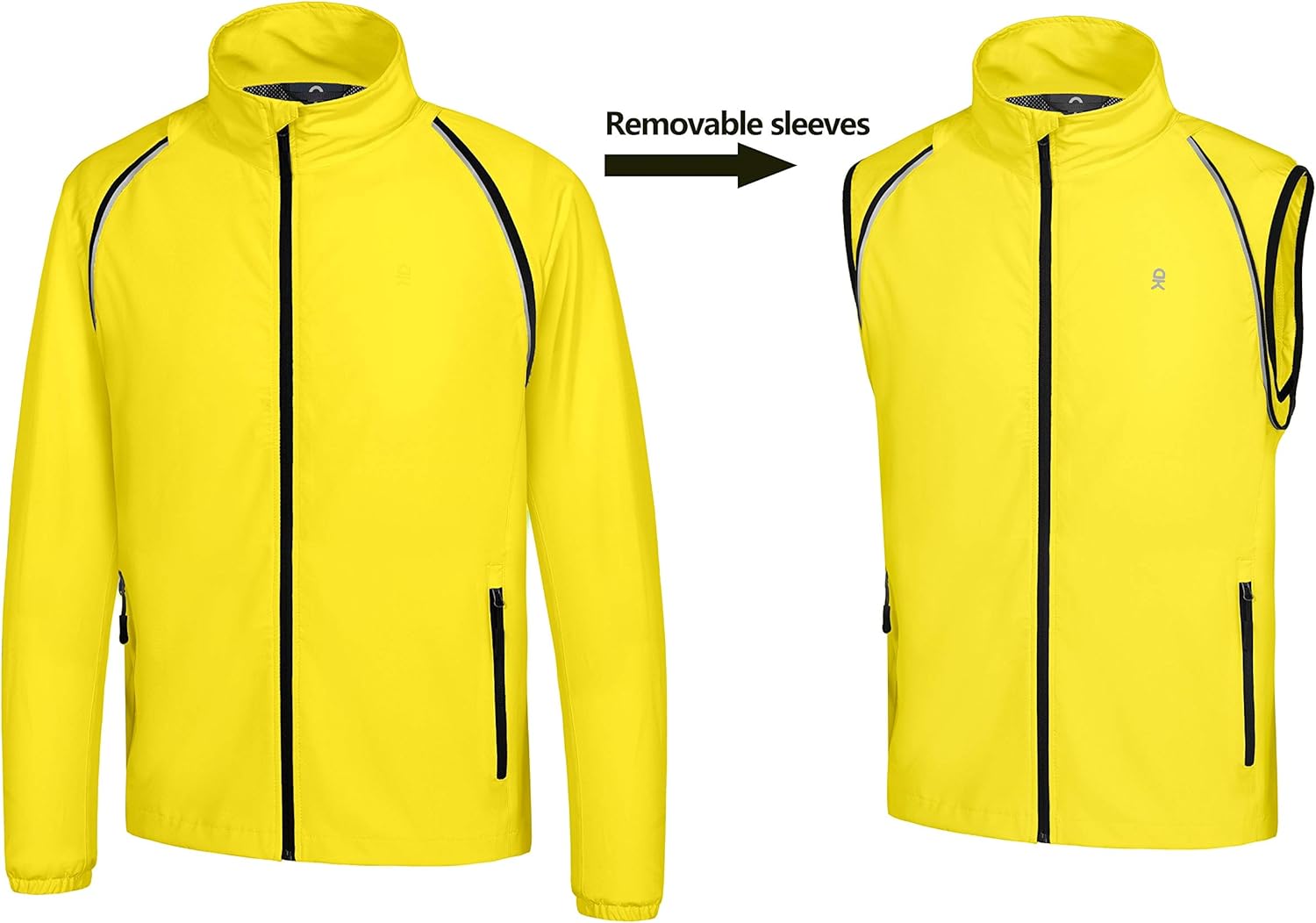 Little Donkey Andy Men's Quick-Dry Running Jacket UPF 50+ Cycling Jacket with Detachable Sleeves and Hood : Clothing