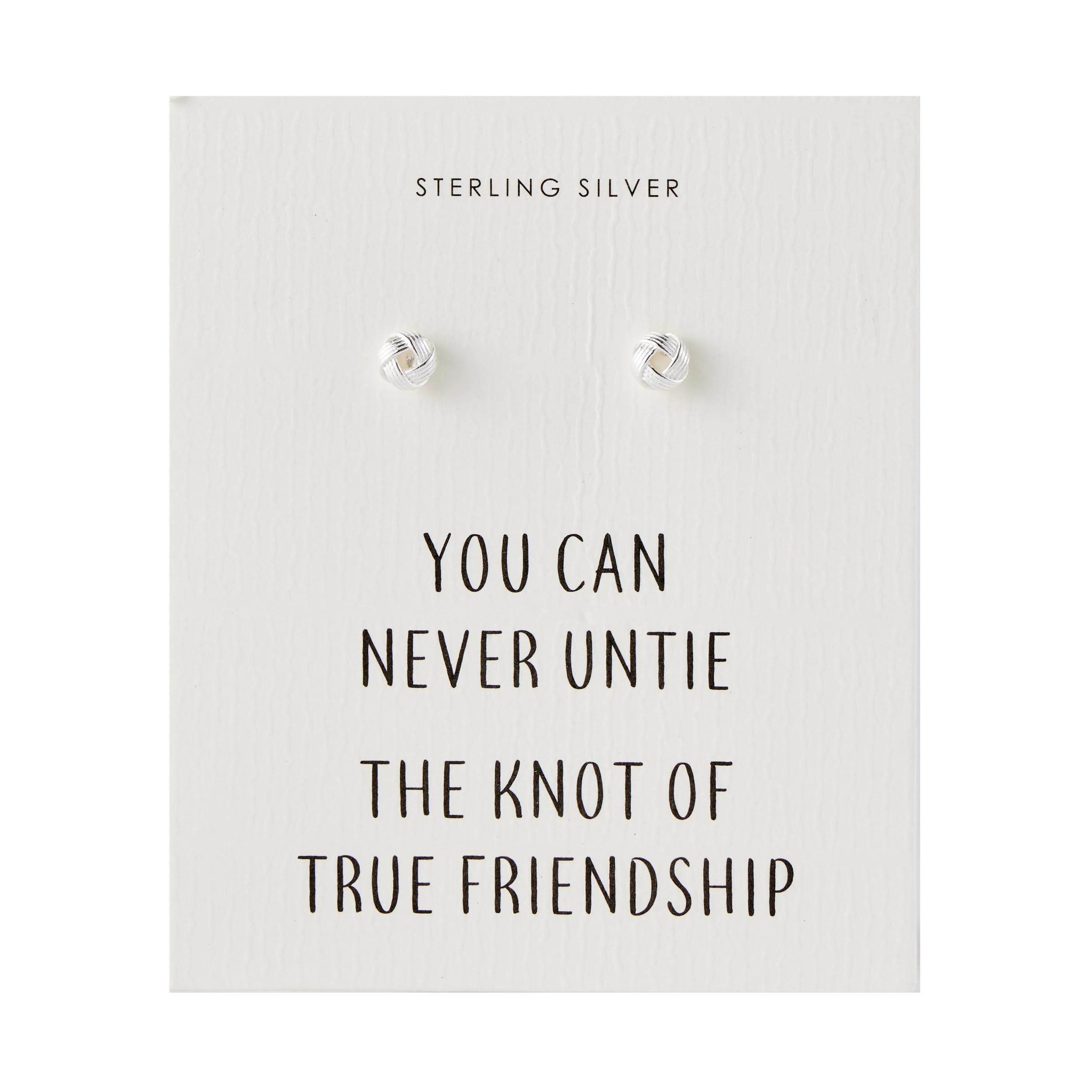 Philip Jones Sterling Silver Friendship Quote Knot Earrings
