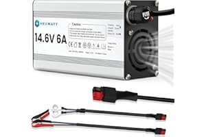 Hexwatt 14.6V 6A LiFePO4 Battery Charger 12V Lithium Battery Trickle Charge with LED Indicator for Small Capacity LiFePO4 Dee
