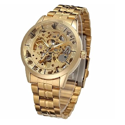 Mechanical Hand Winding Analog Silver Dial Mens Watch