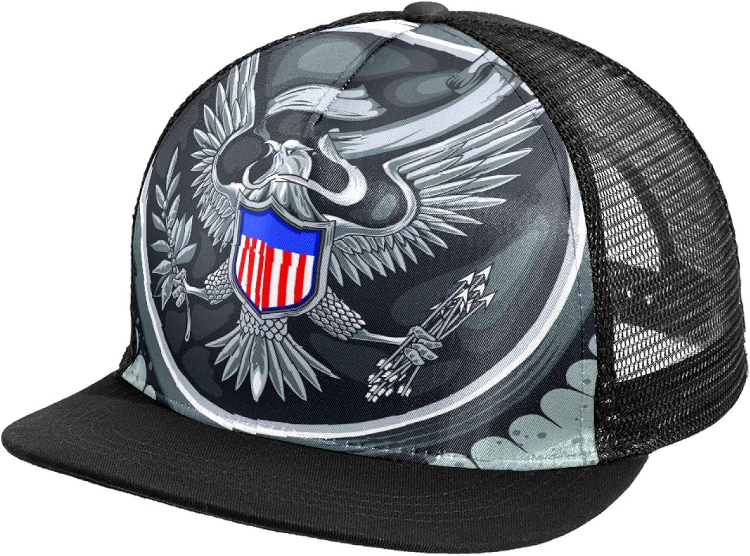 Snapback Caps for Men Flat Bill Hats Grey Eagle Flag Custom Baseball