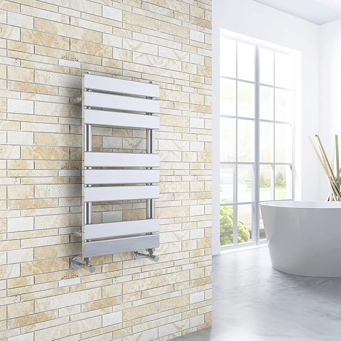 ELEGANT 800 x 400 Chrome Designer Flat Panel Heated Towel Rail Radiator