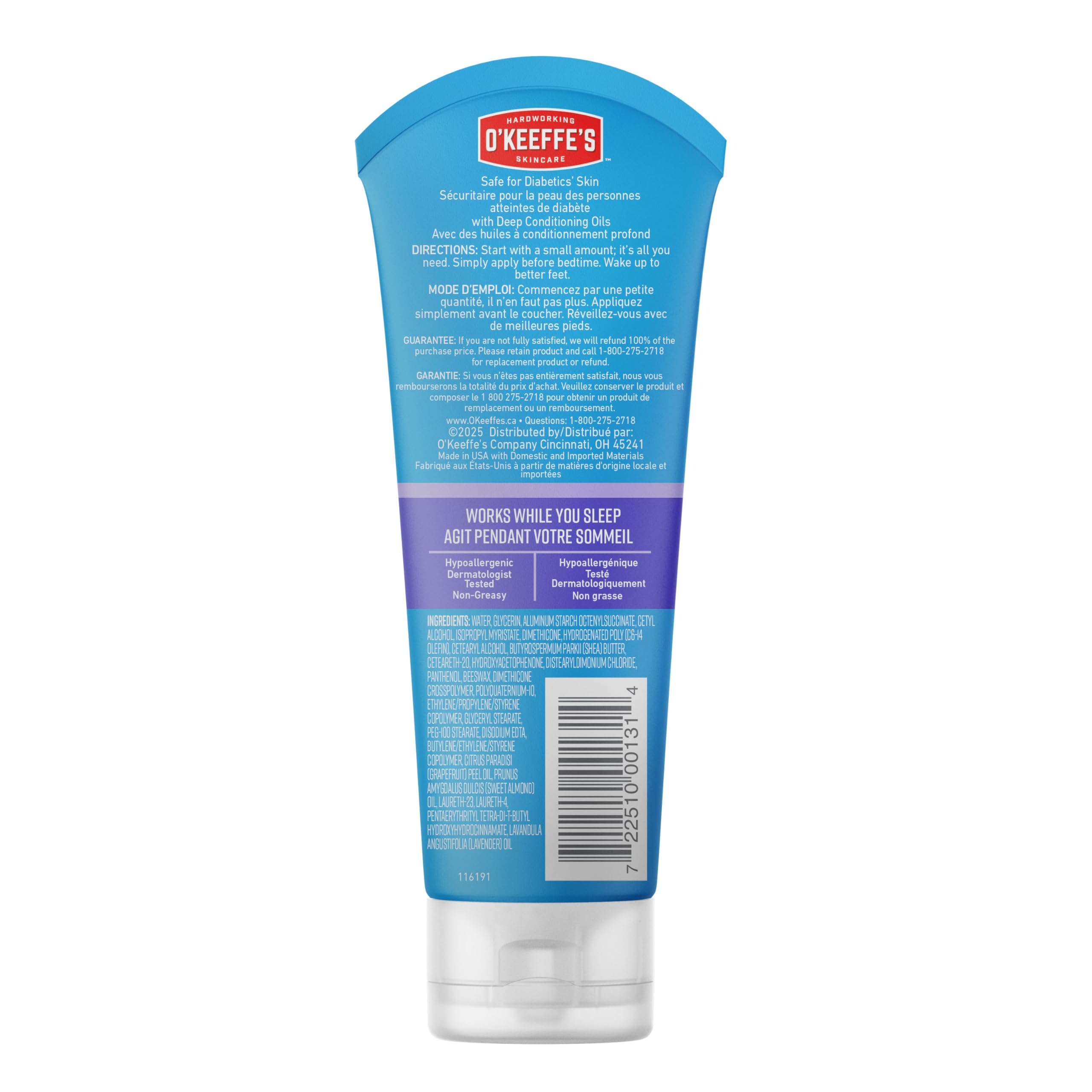 O'Keeffe's for Healthy Feet Night Treatment Foot Cream-7 oz Tube (1 Pack)-Guaranteed Overnight Relief for Extremely Cracked, Dry Feet, Repairing Skincare, Instantly Boosts and Retains Moisture Levels