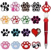 WEWAYSMILE 16 Pcs Silicone Dog Paw Focal Beads Set - Cute Focus Beads for DIY Handicrafts, Lanyards, Pendants