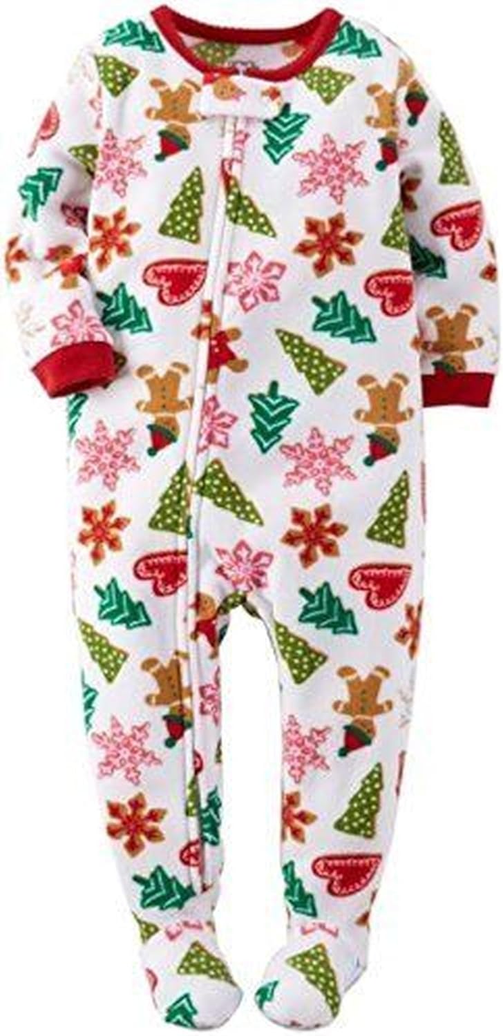 CARTER'S Girl's Christmas Gingerbread Cookies Fleece Footed Pajama