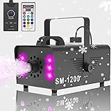 Snow Machine with LED Lights 1200w, Remote