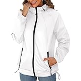 Avoogue Rain Jacket for Women Waterproof Lightweight Windbreaker Jacket with Hood Packable Raincoat with Pockets S-3XL