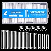 240PCS No C Curve Square Nail Tips, L Half Cover Clear Nail Tips for Acrylic Nails, 3XL Straight Tapered Square Fake Nails Tips Set, 12 Sizes Flattened Acrylic Nails Tips for Nail Salons and DIY