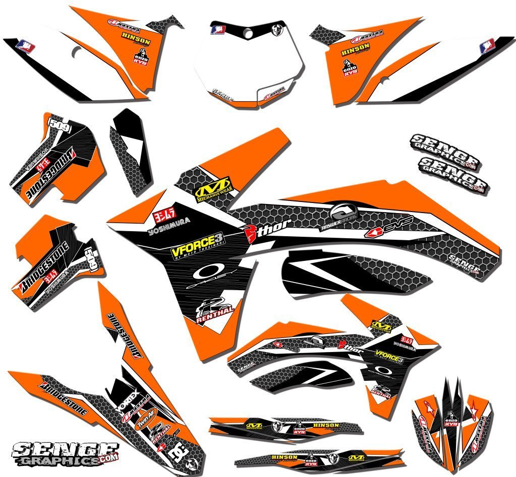 センジグラフィックス1998 &ndash; 2000 KTM EXC、ポディウムオレンジグラフィックキット   B01N28RUGP