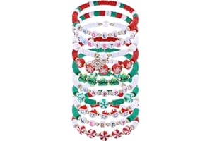 Cooluckday Breast Cancer Bracelets Women Halloween Bracelets Christmas Bracelets Valentine's Day Bracelets St.Patrick's Day Bracelet Clay Bracelet Stackable Rainbow Friendship Bracelet Gift