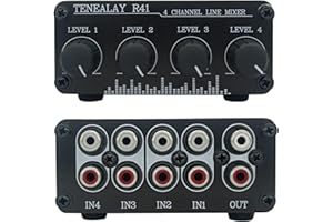 TENEALAY 4-Channel RCA Audio mixer Stereo line levels control Box mini passive mixer R41