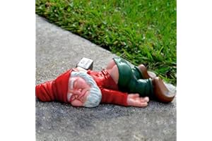 MINICAR Small 6'' H Gnomes Statues, Funny Dwarf Garden Yard Sculptures Lawn Ornaments Naughty Home Office Decorations, Birthday Halloween (Red)