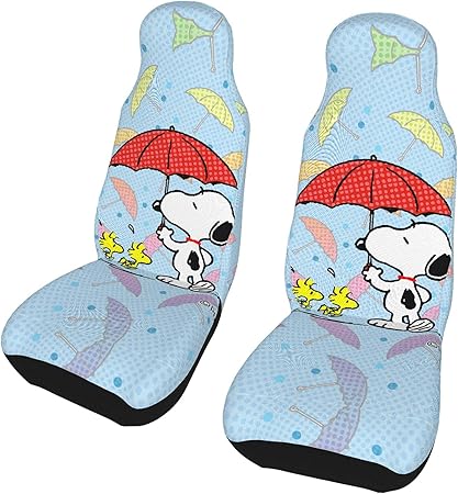 Amazon シートカバー カーシートカバー 2枚セット Snoopy スヌーピー 前席シートカバー 通気性 汚染防止 おしゃれ 可愛い 無臭 快適 丸洗い 車用 カー用品 フロント 普通車 普通車用 運転席 耐摩耗性 防塵 取付簡単 四季通用 シートカバー 車 バイク