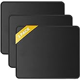JIKIOU 3 Pack Mouse Pad with Stitched Edge, Perfect Size 10.2x8.3in Black | Anti-Fray, Comfortable Smooth Lycra Surface, Non-Slip Rubber Base, Machine Washable Fade-resistant, Compatible with All Mice
