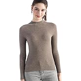 Ciovkis Women's Merino Wool Blend Sweater Winter Mock Neck Rib Slim Fit Long Sleeve First-Line Ready to Wear Seamless Sweater