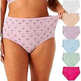 WhilyeePam Women's Cotton Underwear Plus Size XL-5XL Ladies Briefs Panties Bow Print Underwear for Women 6-Pack