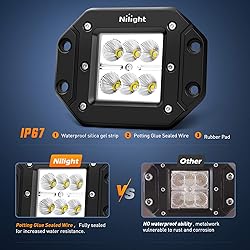Nilight 2PCS 18W Flood Flush Mount LED Work Light