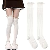 Quilax White Women's Thigh High Lace Boot Socks, Knee High Warmer Socks for Women for Daily Wear, Cosplay