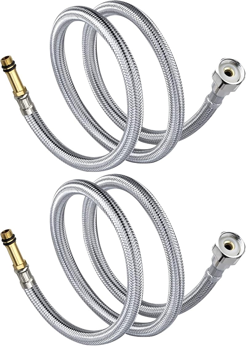 quiodok 2x Monobloc Tap Connector Stainless Flexible Water Hose 500mm 1/2" BSP