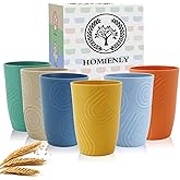 Homienly Wheat Straw Cups Set Unbreakable Drinking Glasses & Reusable Plastic Cups Alternative Microwave Dishwasher Safe Tumblers 16 oz Cups for Kitchen, Kids, Water, Coffee, Juice, Set of 6 (Multi)