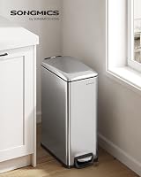 SONGMICS 48L Slim Kitchen Bin Stainless Steel with Soft-Close Lid view 2