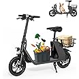 Electric Scooter Adults with Seat, 450W Motor Foldable Battery E-Scooter for adults 15.5MPH, 20 Miles Range, Max Load 265LB, LCD Display, City Commuting Bicycle with Basket, UL2277 Certificate