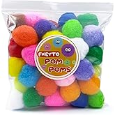 Craft Pom Poms, 1.5 Inch, 50 Pieces, Fuzzy Pompom Balls for DIY Arts and Crafts, Home Decor