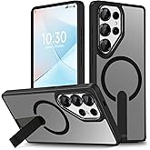 EMMPITU for Samsung Galaxy S25 Ultra Phone Case, S25 Ultra Magnetic Case Built-in Invisible Stand [Compatible with MagSafe] [Military-Grade Protection] Shockproof Cover for Galaxy S25ultra (Black)