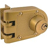 Prime-Line U 9972 Jimmy-Resistant Deadlock, Diecast, Brass Color, Angle Strike, Double Cylinder (Single Pack)