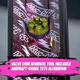 Muc-Off Tubeless Valves V2 7075 Aluminium Presta 60mm Green with Core Tool view 6