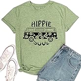 Peace Love Shirts for Women Vintage 60s 70s Groovy Hippie Tshirts Graphic Tees Casual Short Sleeve Loose Top