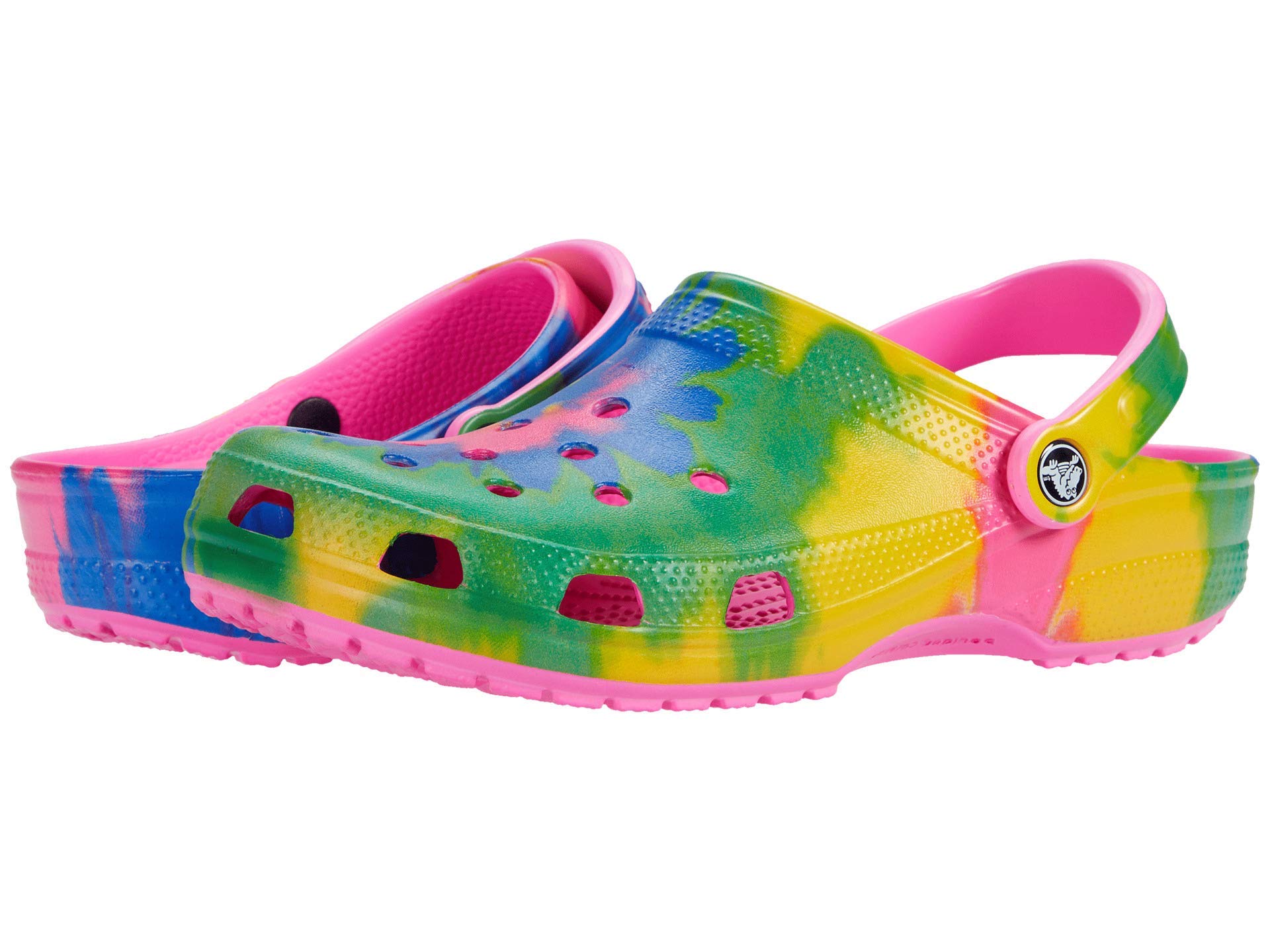 Crocs Unisex-Adult Classic Tie Dye Clogs, Electric Pink/Multi, 4 Women/2 Men Image