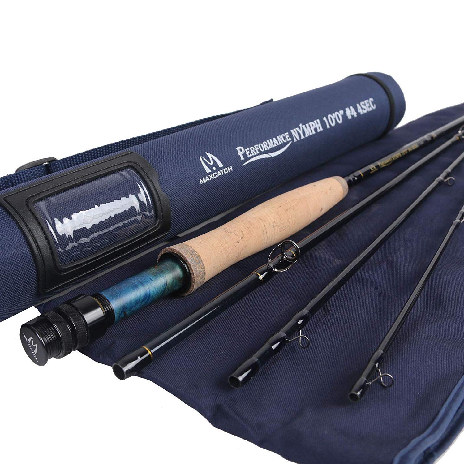 MAXIMUMCATCH Performance Nymph Fly Fishing Rod in 3/4wt: 10ft, IM10 Carbon, AA Cork Handle, Cordura Rod Tube (4weight 10ft 4piece)