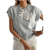 Verdusa Women's Quiet Luxury Clothes Boho 3D Floral Sweater Vest Sleeveless Knit Tops