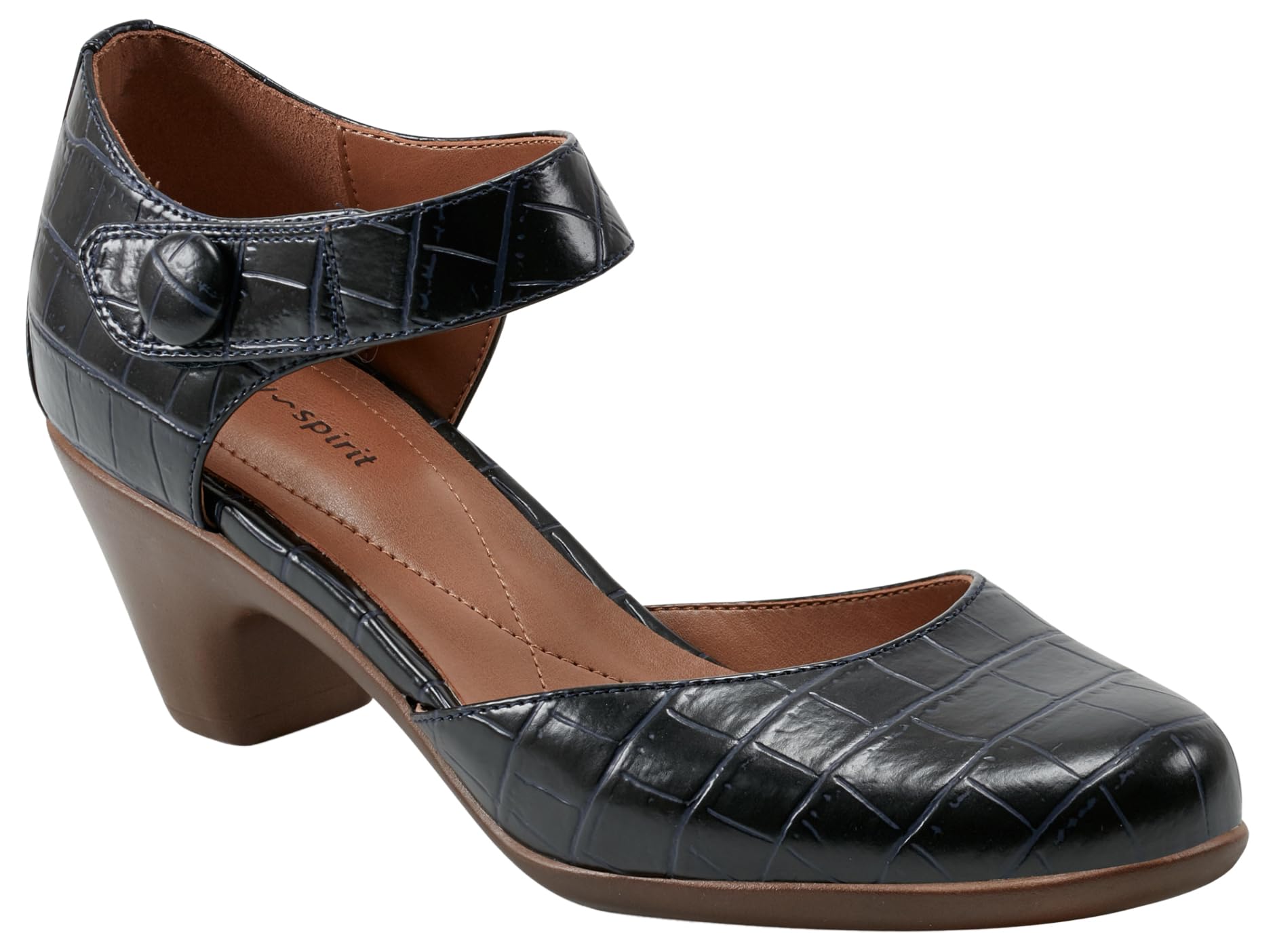 Easy Spirit Women’s Clarice3 Mary Jane Heel, Navy Croco 400, 5 M